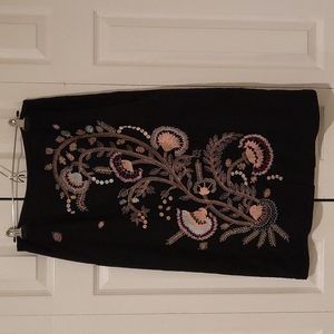 Black embroidered and beaded pencil skirt size 12